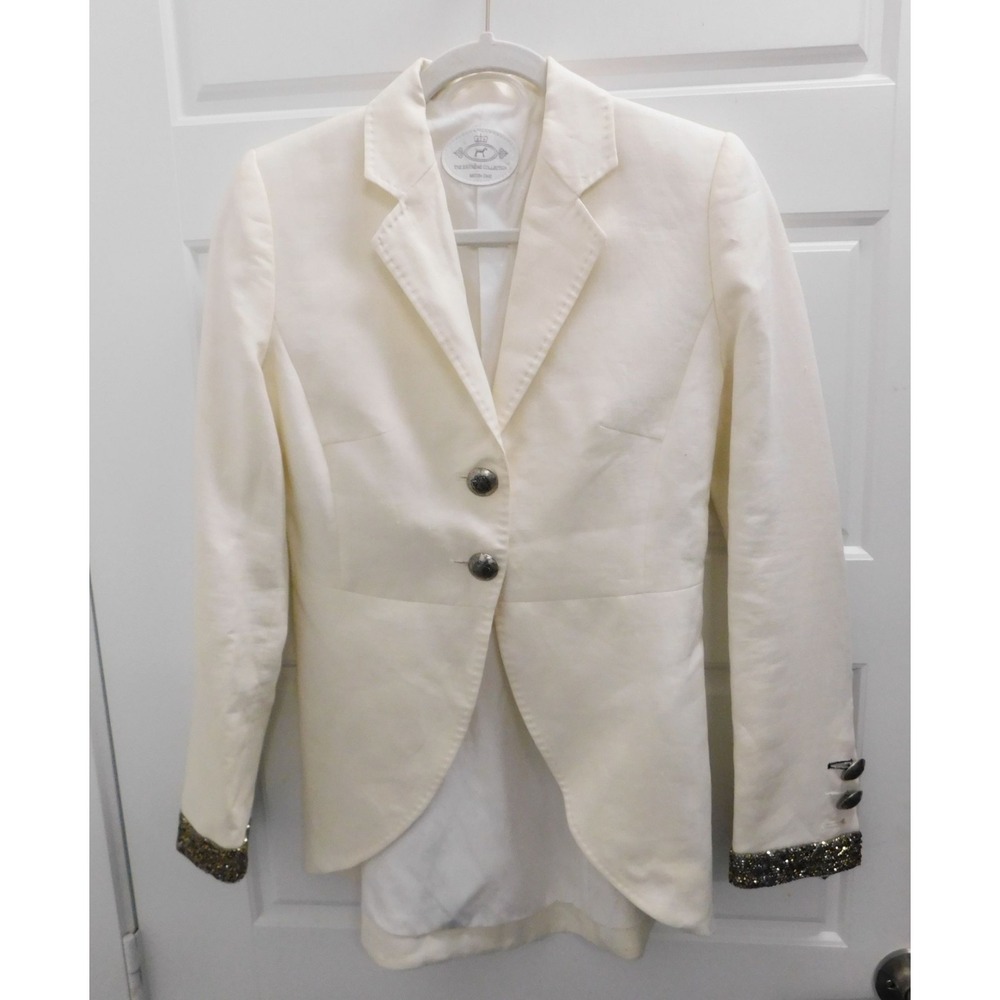 The Extreme Collection British Cream Linen Waist Coat Beaded Cuff‎ Size 38